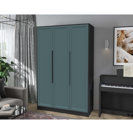 Шкаф распашной Тренд КТ-Ш3 (Антрацит ЛДСП/ Верде ЛМДФ) Ш1360 В2128 Г547